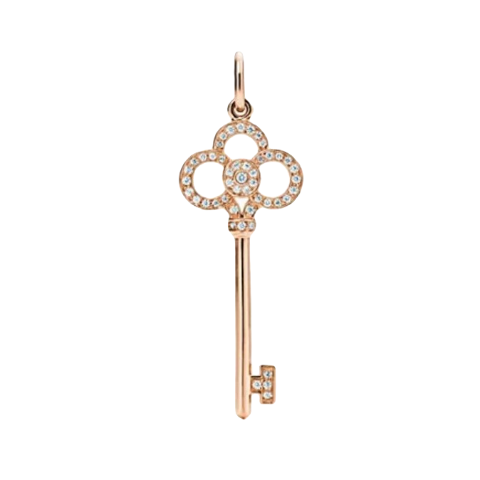 99新 Tiffany & Co./蒂芙尼 18k金 镶钻钥匙项链 中号 