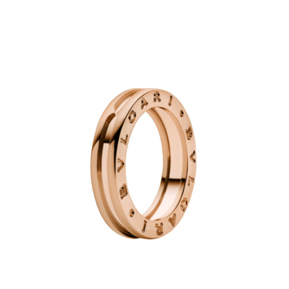 99新 BVLGARI/宝格丽  18k玫瑰金b-zero1弹簧戒指单环