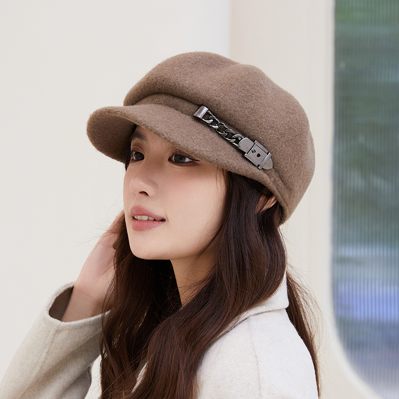 羊毛呢鸭舌帽子女秋冬季英伦复古贝雷帽保暖文艺时尚显脸小报童帽