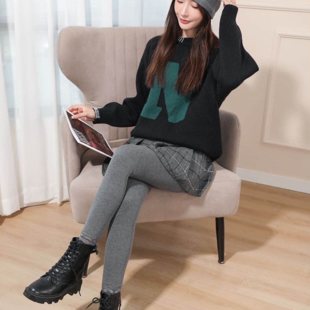 2022新款长绒棉竖条纹蕾丝打底裤，亲肤又塑身女神必备瑜伽运动裤