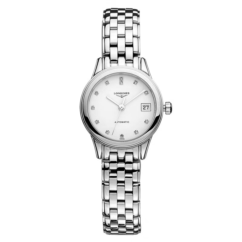 99新 Longines/浪琴 L4.374.4.27.6/军旗374陶瓷白色盘面钻刻女表