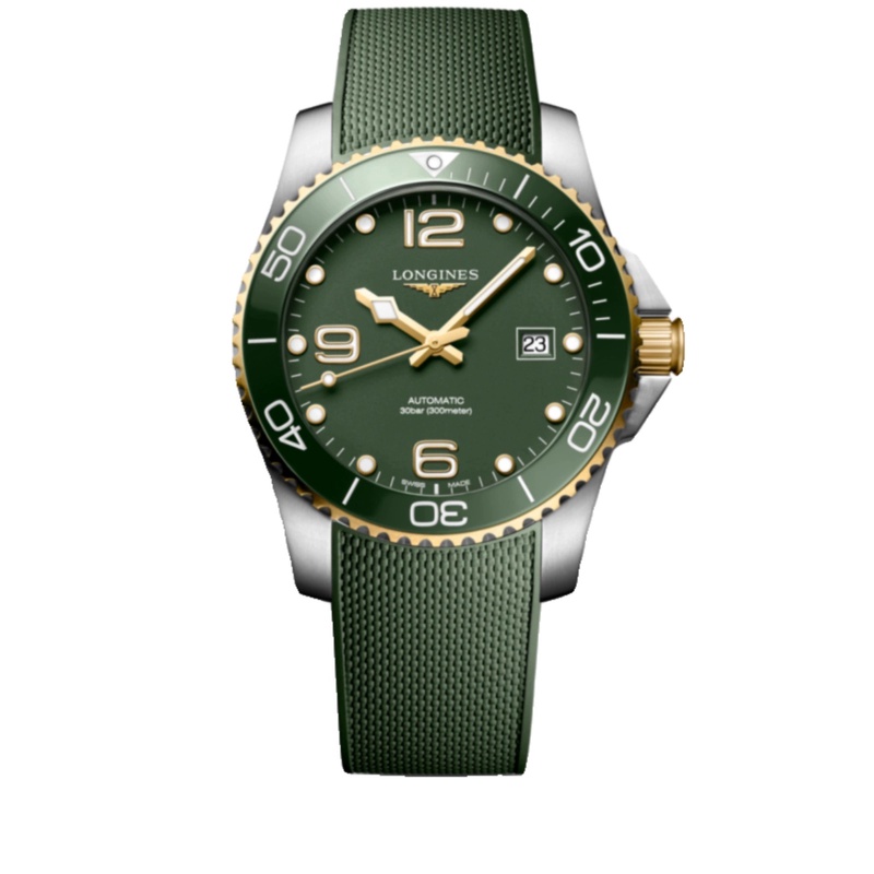 99新 Longines/浪琴 浪琴 L3.781.3.06.9/康卡斯潜水系列绿胶