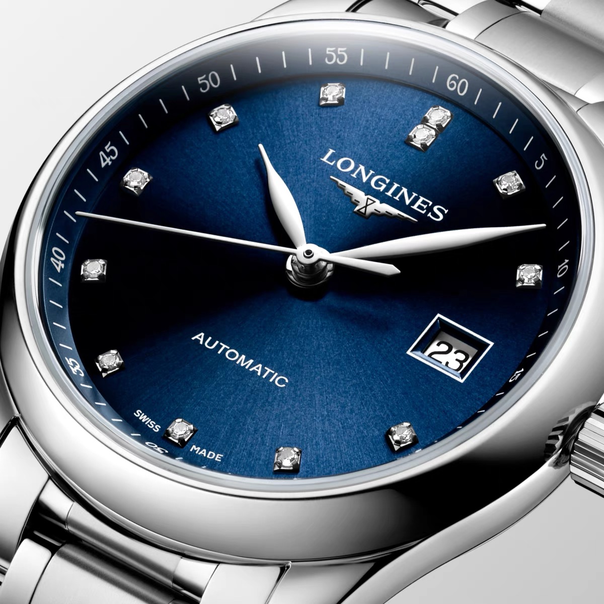 99新 Longines/浪琴 浪琴 L2.257.4.97.6/名匠女表蓝盘原镶钻