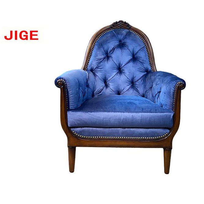 JIGE调性复古实木软包单人沙发椅