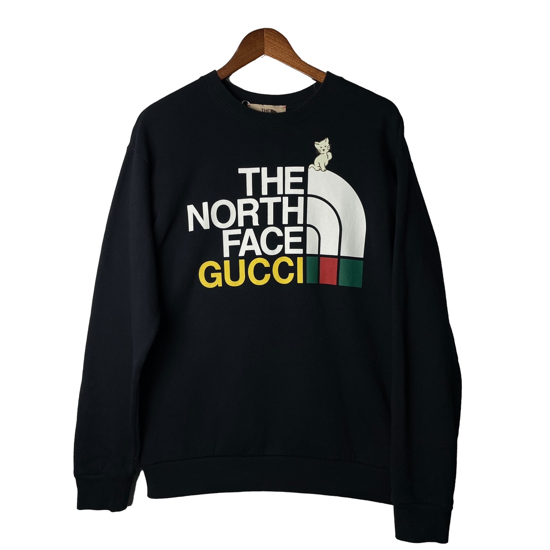 99新 GUCCI/古驰 青奢荟/xs码/宽松字母印花长袖黑色卫衣///42351