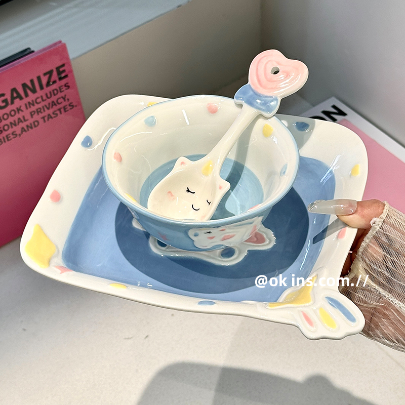 【仟里】独角兽可爱卡通陶瓷米饭碗家用2024新款餐具早餐甜品碗盘