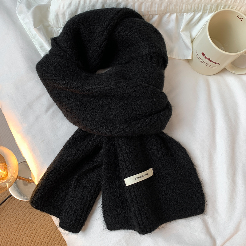 2024新款围巾女冬季针织毛线围脖红色韩版百搭高级感纯色保暖情侣