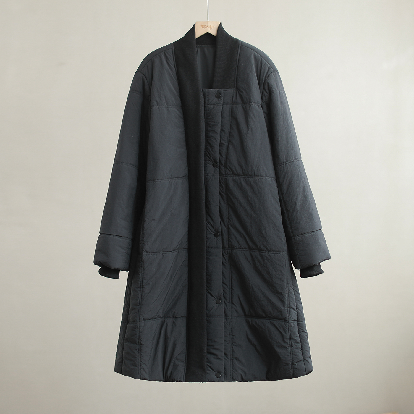 【咖咪羽】衣长103 秋冬百搭纯色中长款宽松厚款棉服D241225