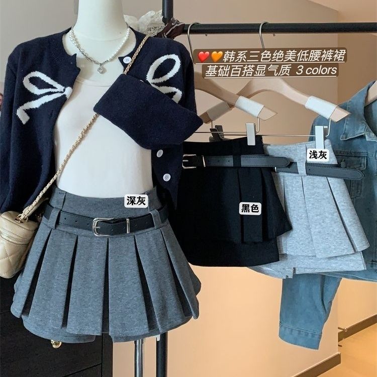 高腰显瘦辣妹百褶半身裙女2024秋季新款a字短裙小个子防走光裙裤