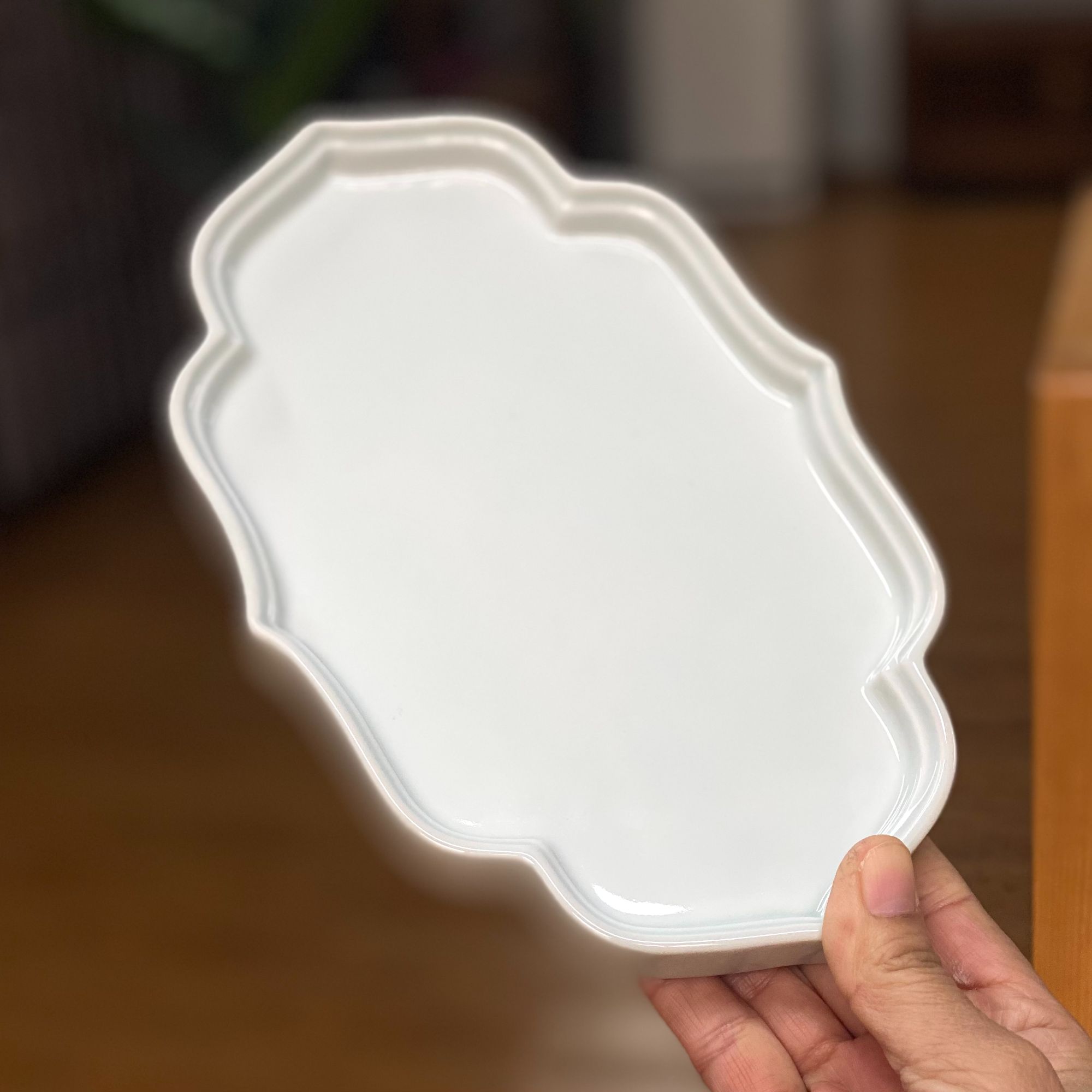 景德镇陶瓷 海棠大茶盘 草木灰釉壶承 家用茶室茶托