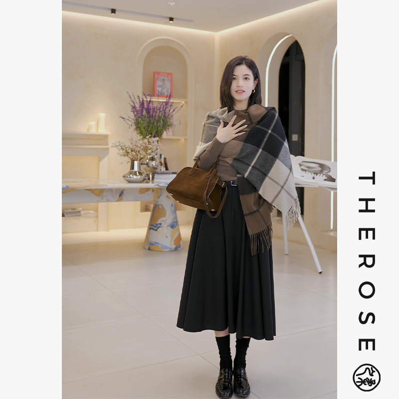 之柔【远山】秋冬百搭英伦男女同款围巾保暖格纹羊绒披肩180*60CM