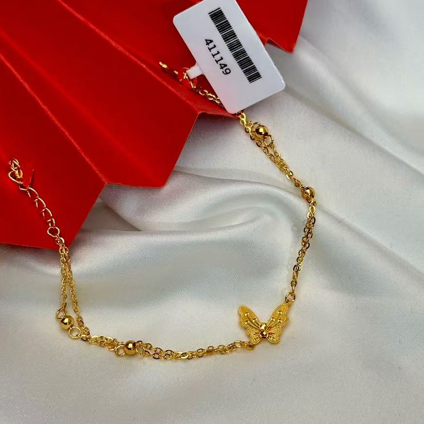 【小鹏黄金】足金999双链条蝴蝶5G工艺手链3.91