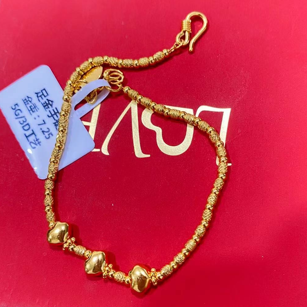 足金999爱心小桶珠手链7.25