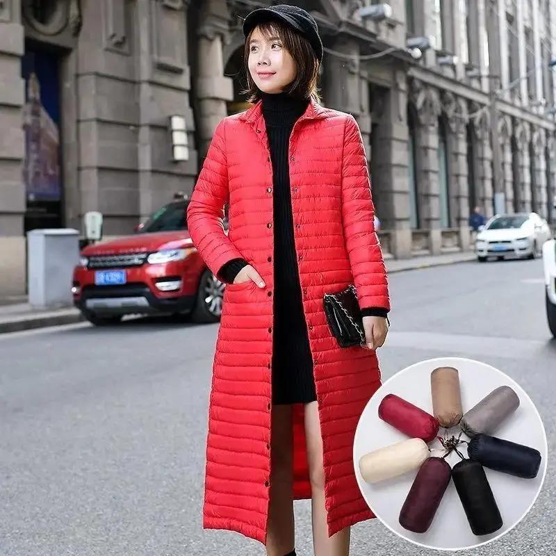 轻薄过膝长款羽绒服女2023年秋冬新款韩版修身显瘦立领超轻便外套