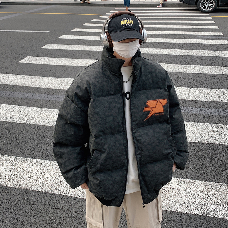【LX】潮牌高街大码加肥宽松立领加厚面包棉服男冬季外套情侣棉衣潮