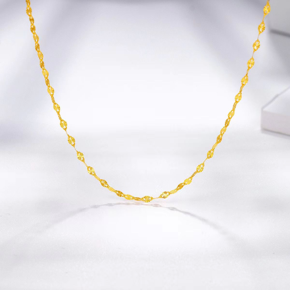 链子足银 【黄色雪花链约45厘米】时尚
