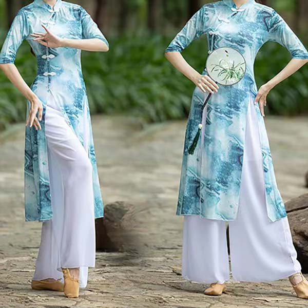 水兰兰古典旗袍秀训练3件套夏季复古国风古风服装长款中国风