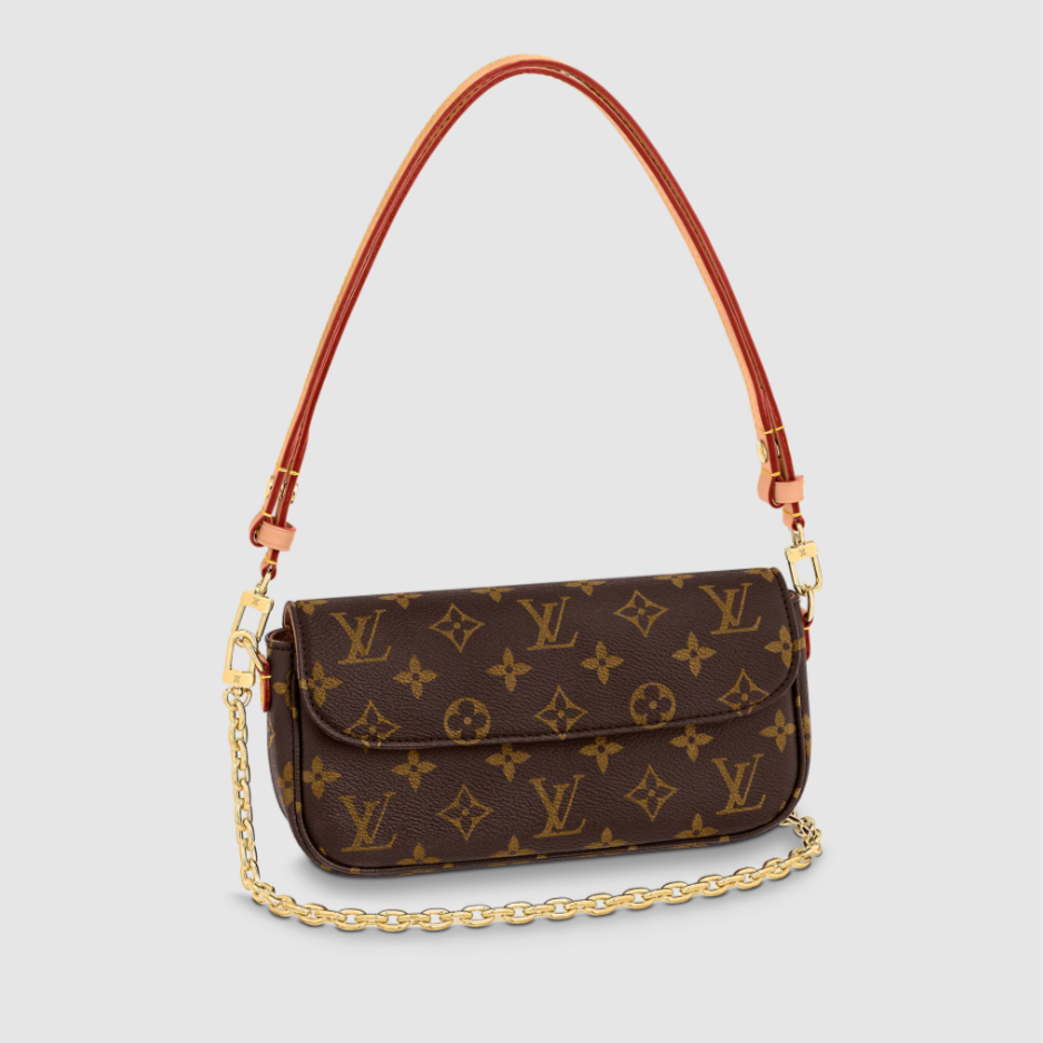 99新 LouisVuitton/路易威登 青奢荟/LV ivy老花斜挎单肩包/77093