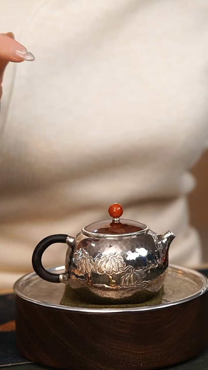 【闪购商品】足银999葫芦泡茶壶