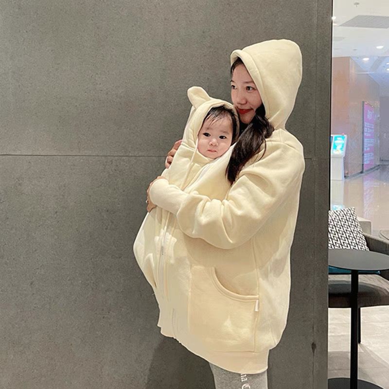 大码胖mm200斤袋鼠妈妈母子连体衣大人孩子衣服喂奶外出母乳衣300