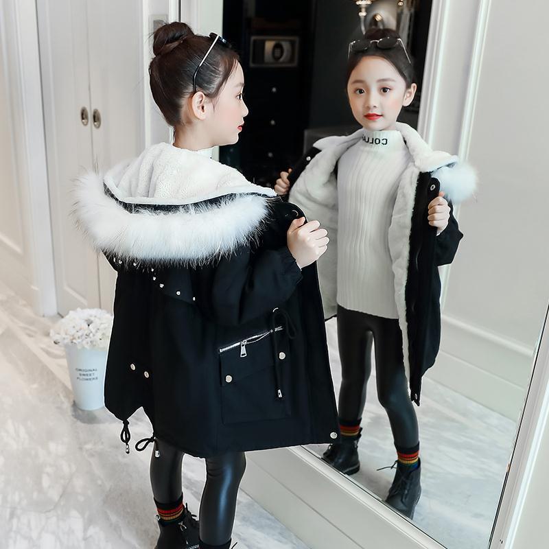 KL女童棉衣2024新款儿童洋气派克服中大童冬装加绒加厚棉服洋气棉