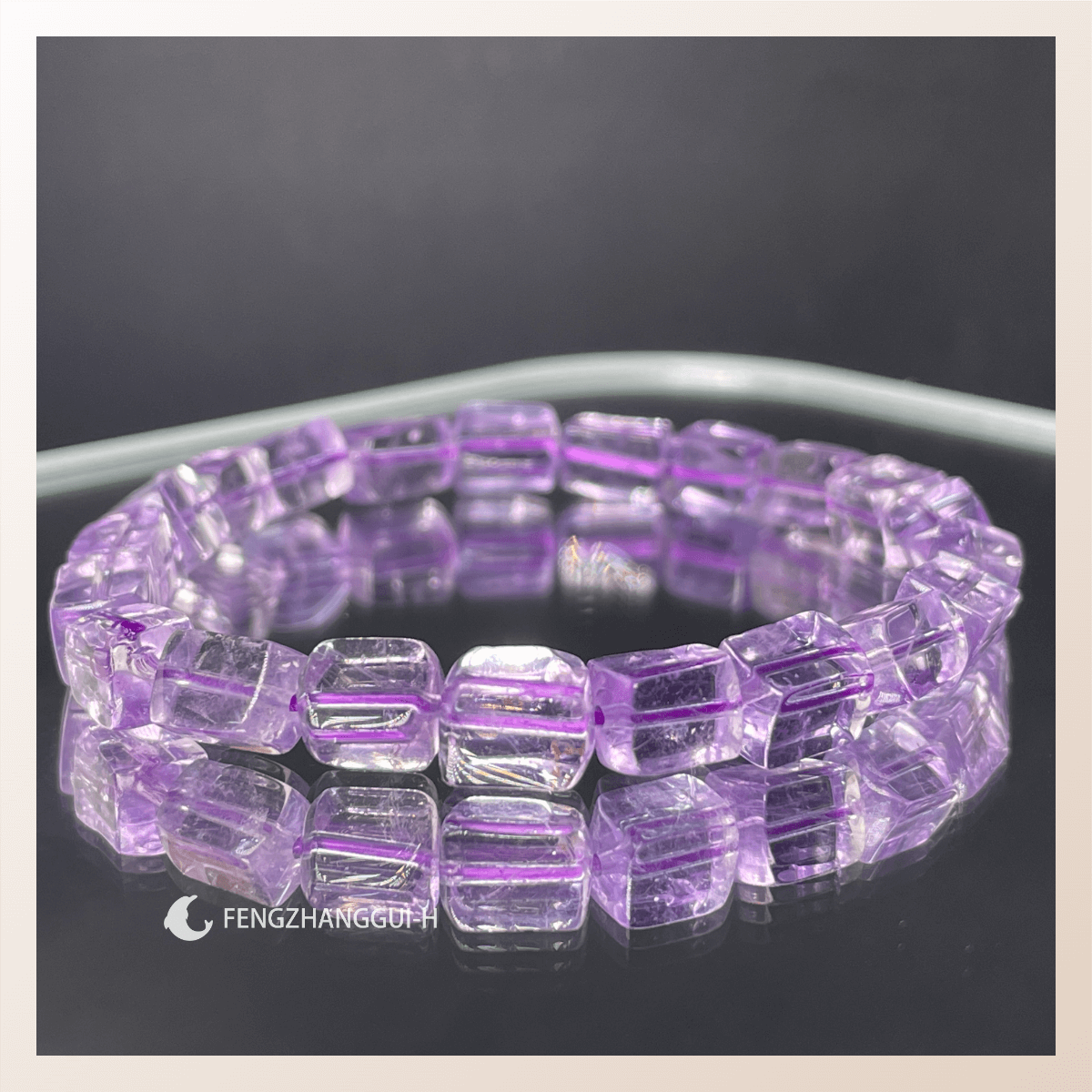 天空之境天然玻利维亚紫水晶钻切手串女微瑕素圈紫晶水晶随型手串