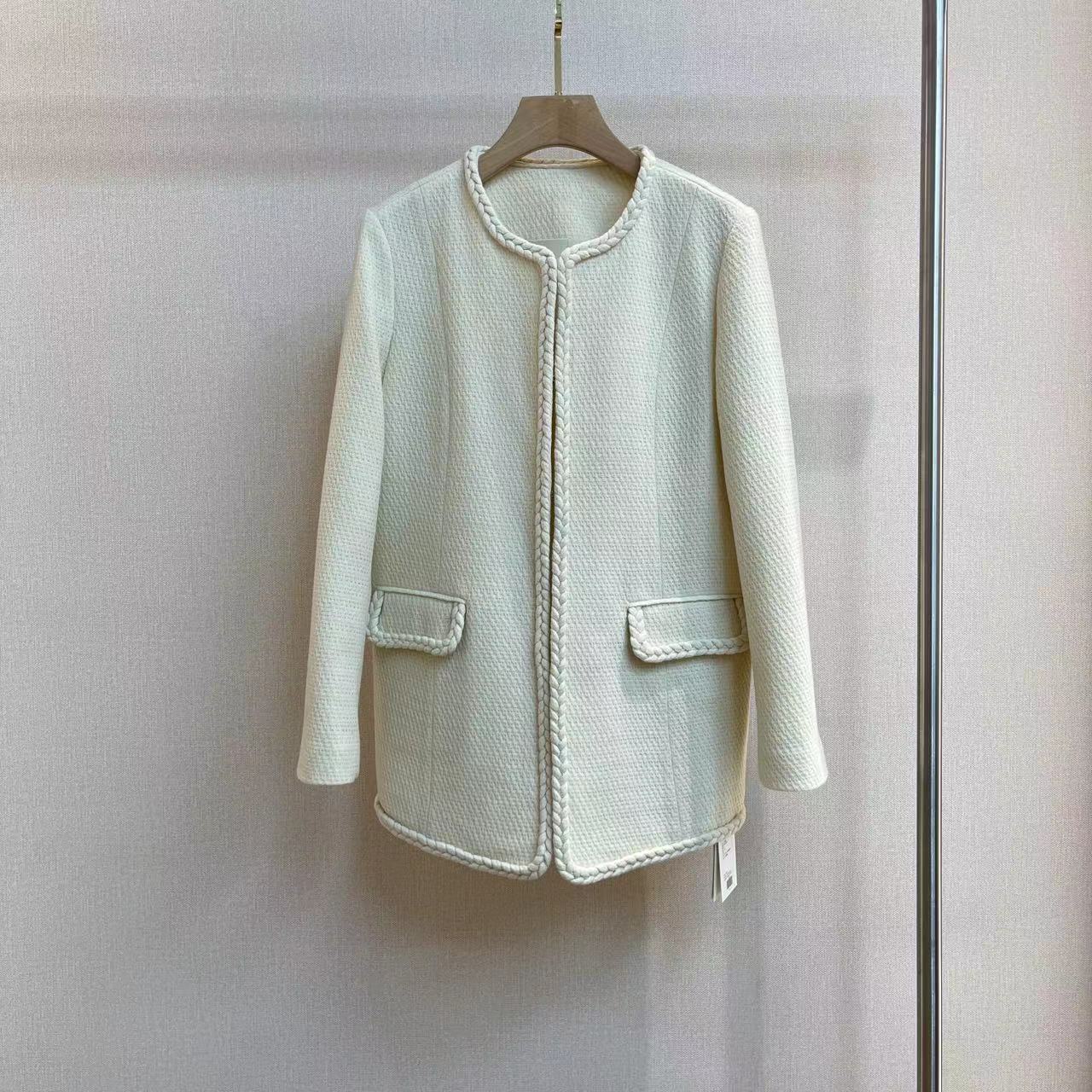 粗花呢白色小香外套YW2307047