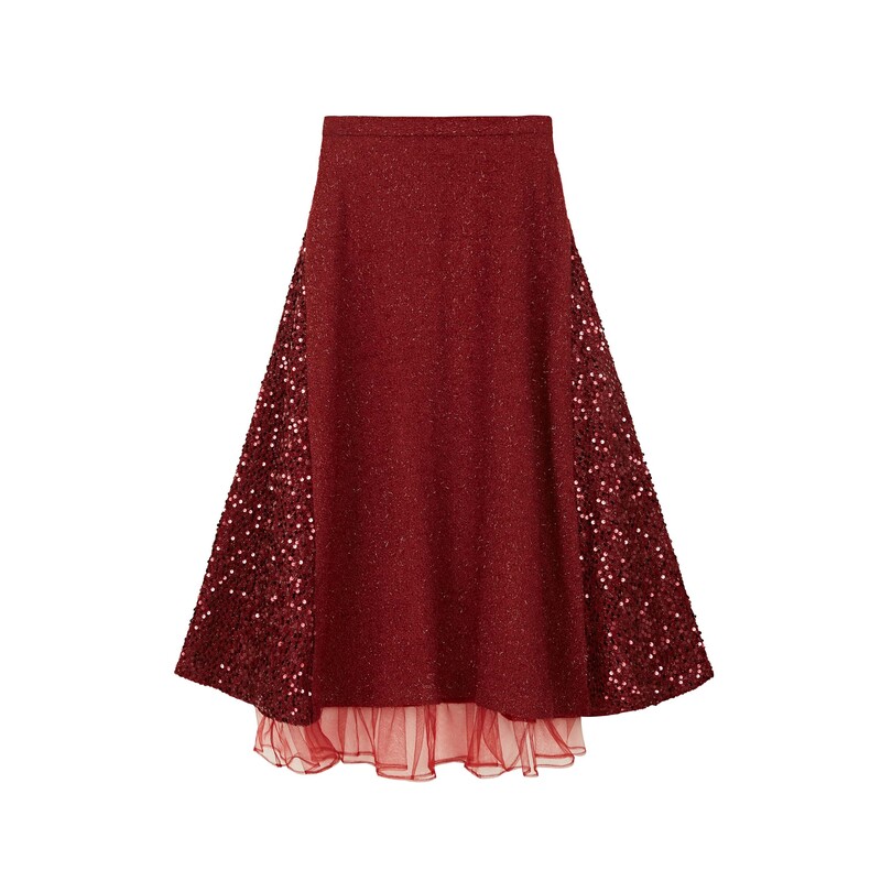 圣迪奥秋冬季新款休闲时尚红色通勤女装半身裙S234Z1148