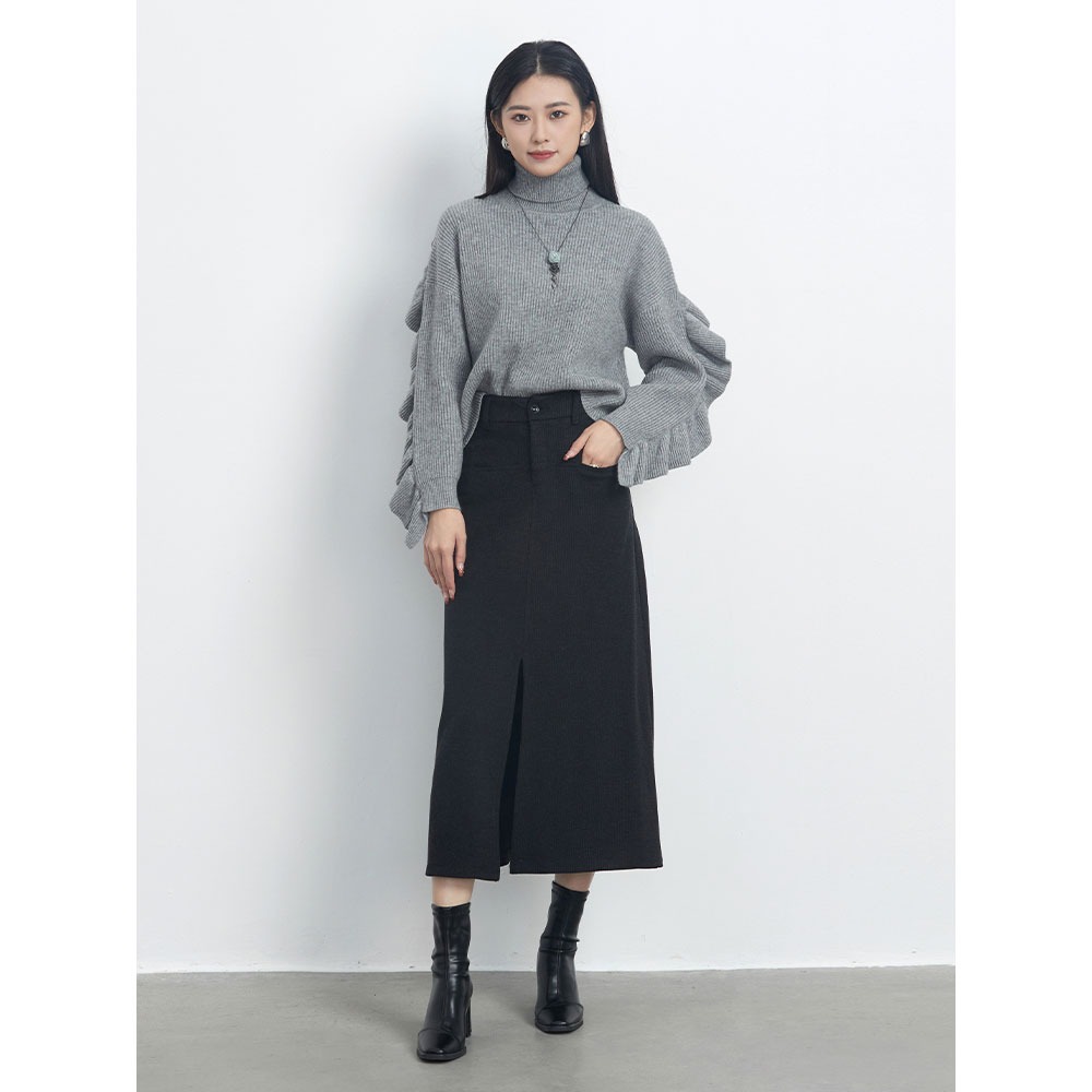 sdeer圣迪奥女装时尚气质显瘦百搭设计师款高领针织衫S23483515