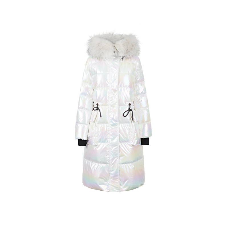 S·DEER圣迪奥女装冬季保暖收腰亮面字母中长款羽绒服S21482487