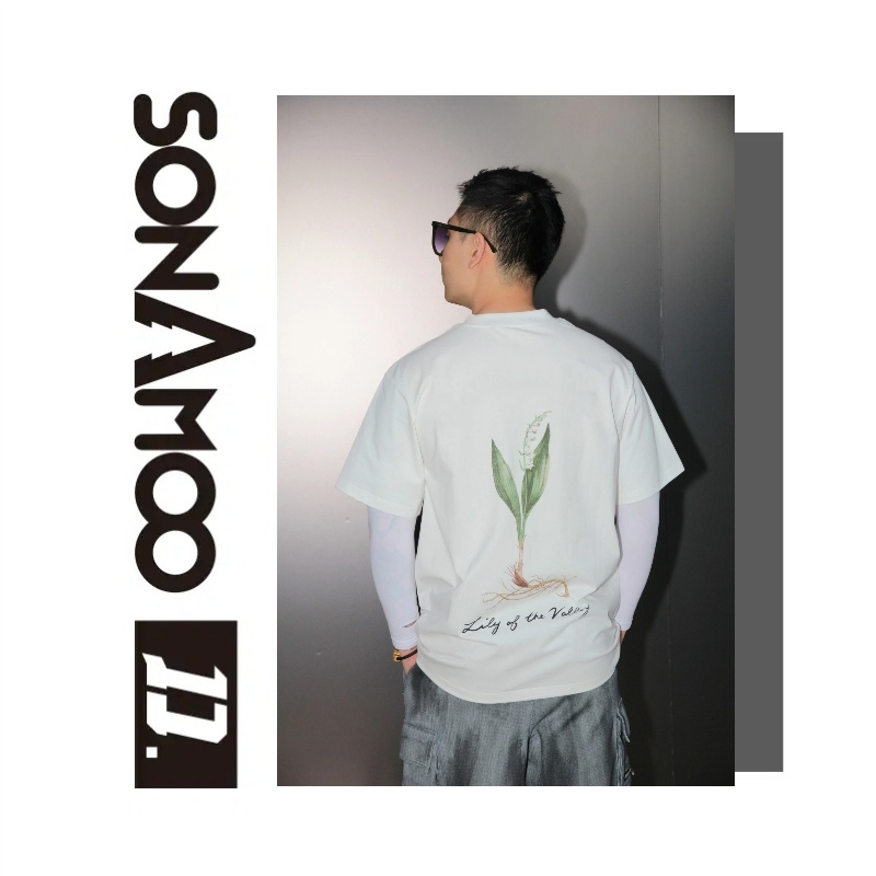 【DHD18823】铃兰草D数码直喷图案圆领男T恤夏季百搭休闲