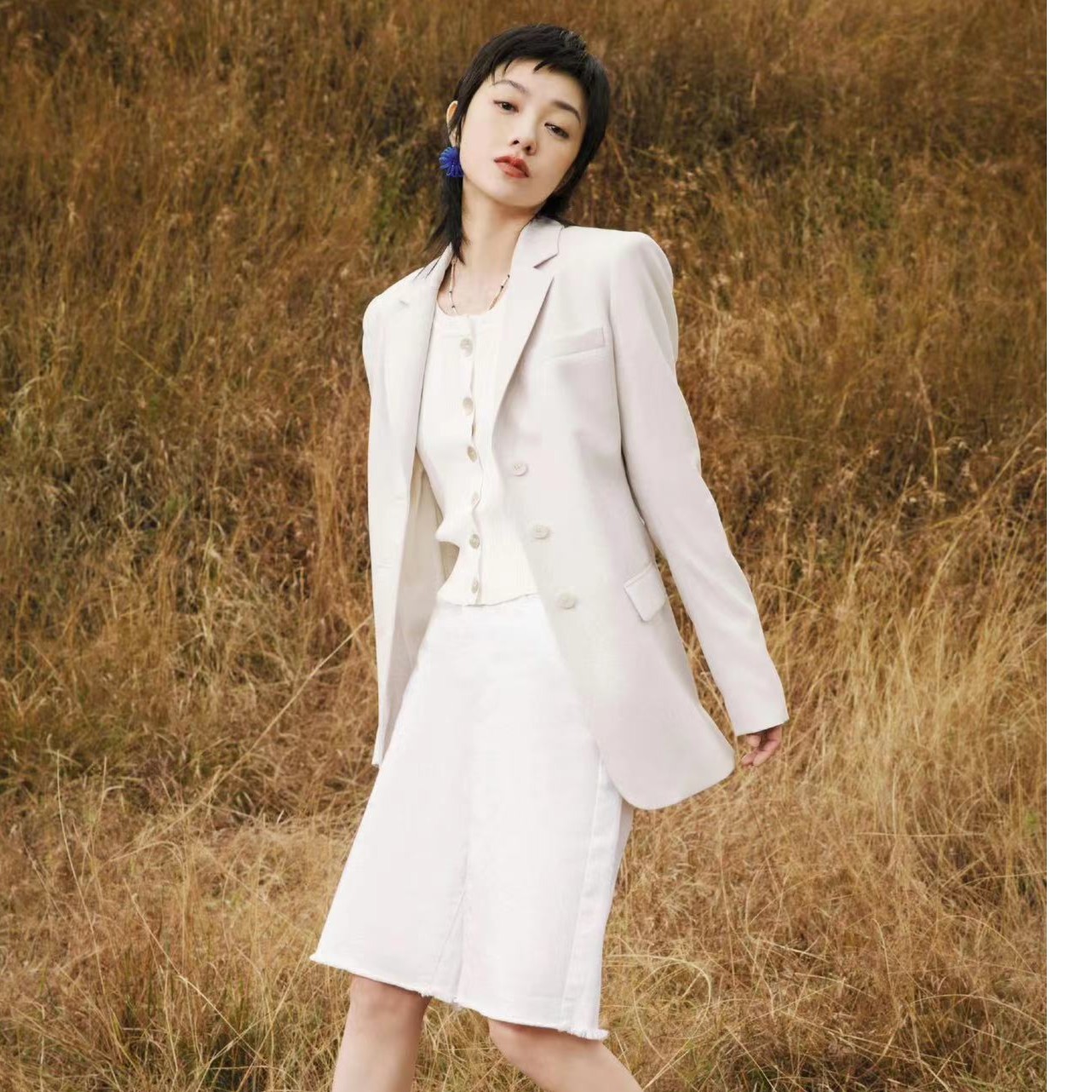 【艳紫】女装简约气质网红白色短款时尚休闲春夏设计师百搭女士秋季