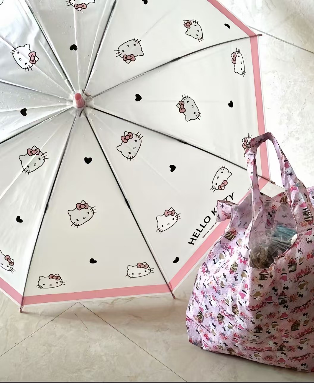 三丽鸥kitty正版长柄透明雨伞氛围感可爱简约哑光少女心防雨挡雨