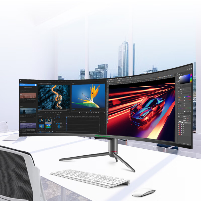 泰坦军团C49SHC 49寸游戏曲面4K电竞144Hz吃鸡高清带鱼屏电脑屏幕