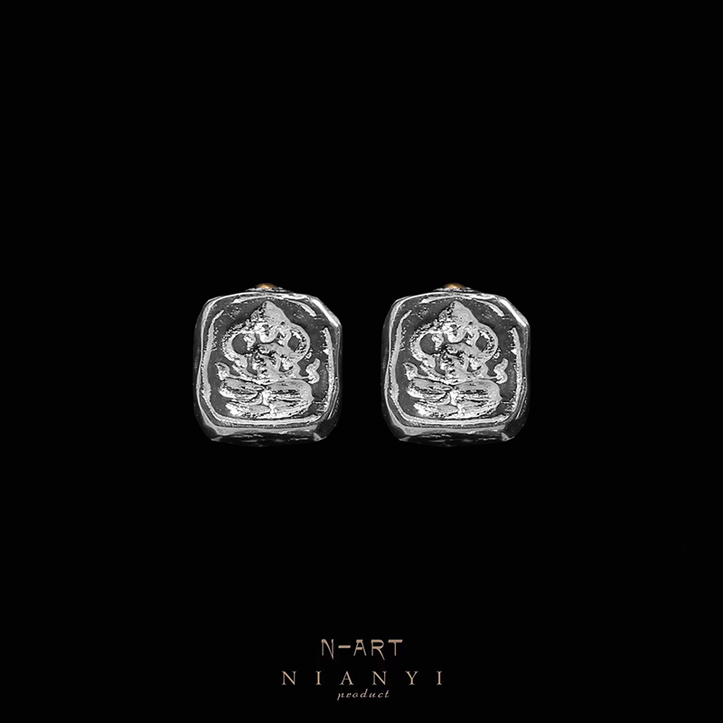 925银银制品 【N-ART】长寿印卡子 捻憶原创配饰 菩提文玩柏香籽小