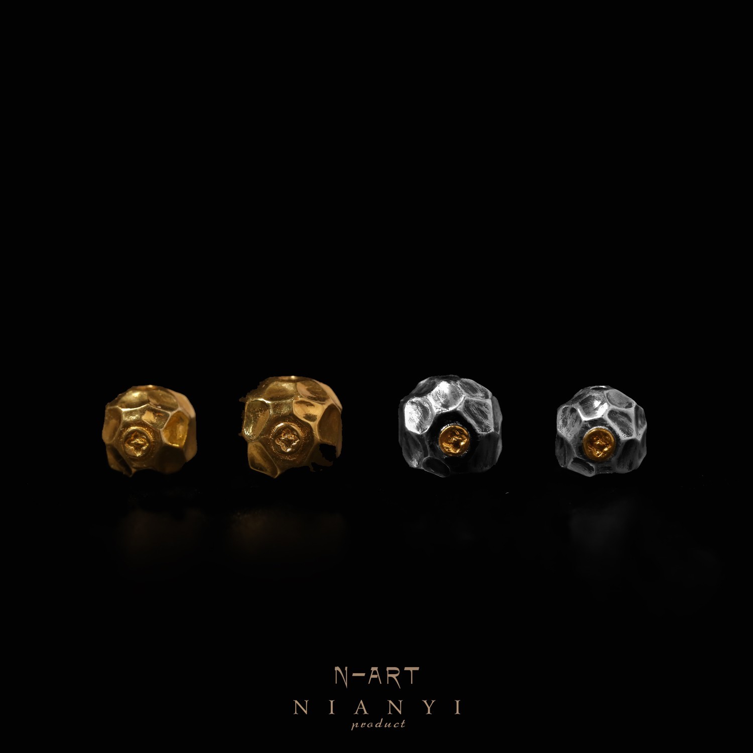 【N-ART】复刻小石头无相  捻憶原创配饰 24K金 文玩配饰顶珠镶嵌