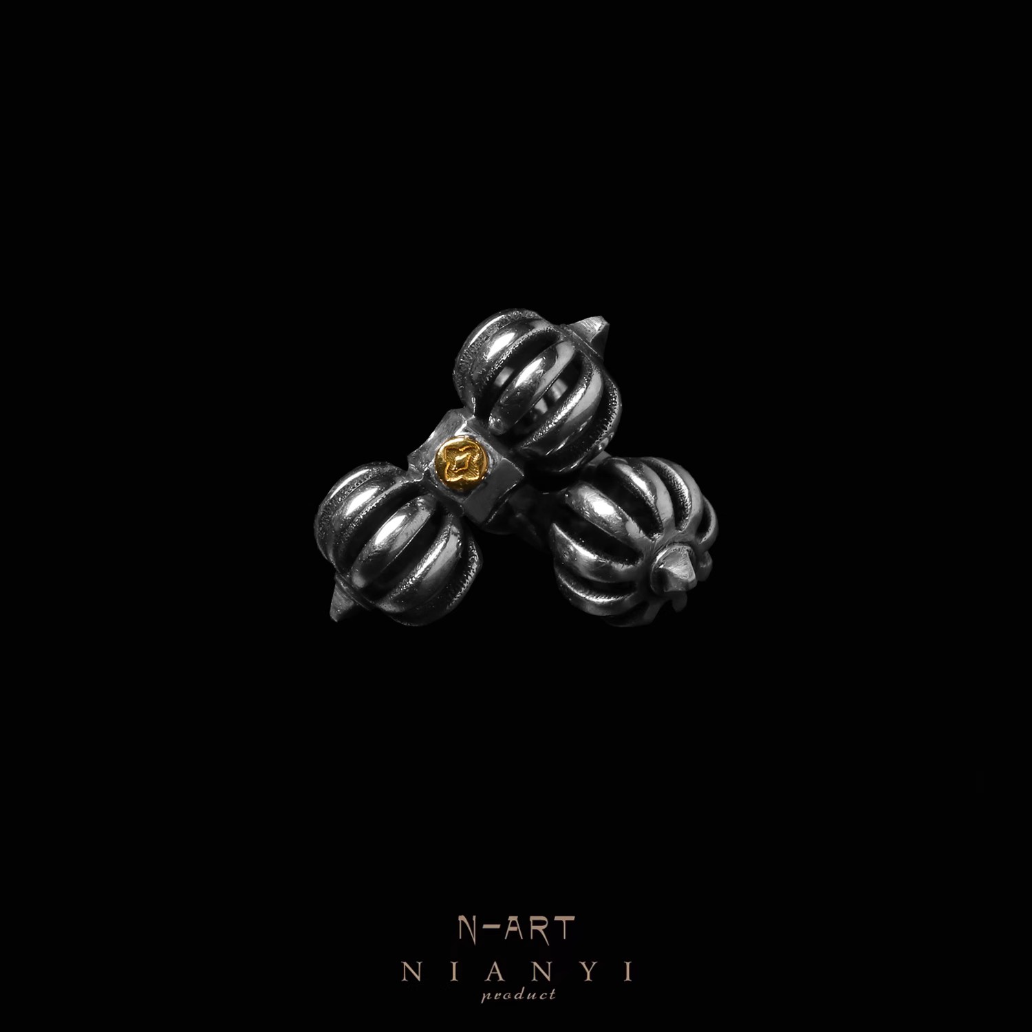 925银银制品 【N-ART】摹古多吉  背云  柏香菩提文玩手串配饰