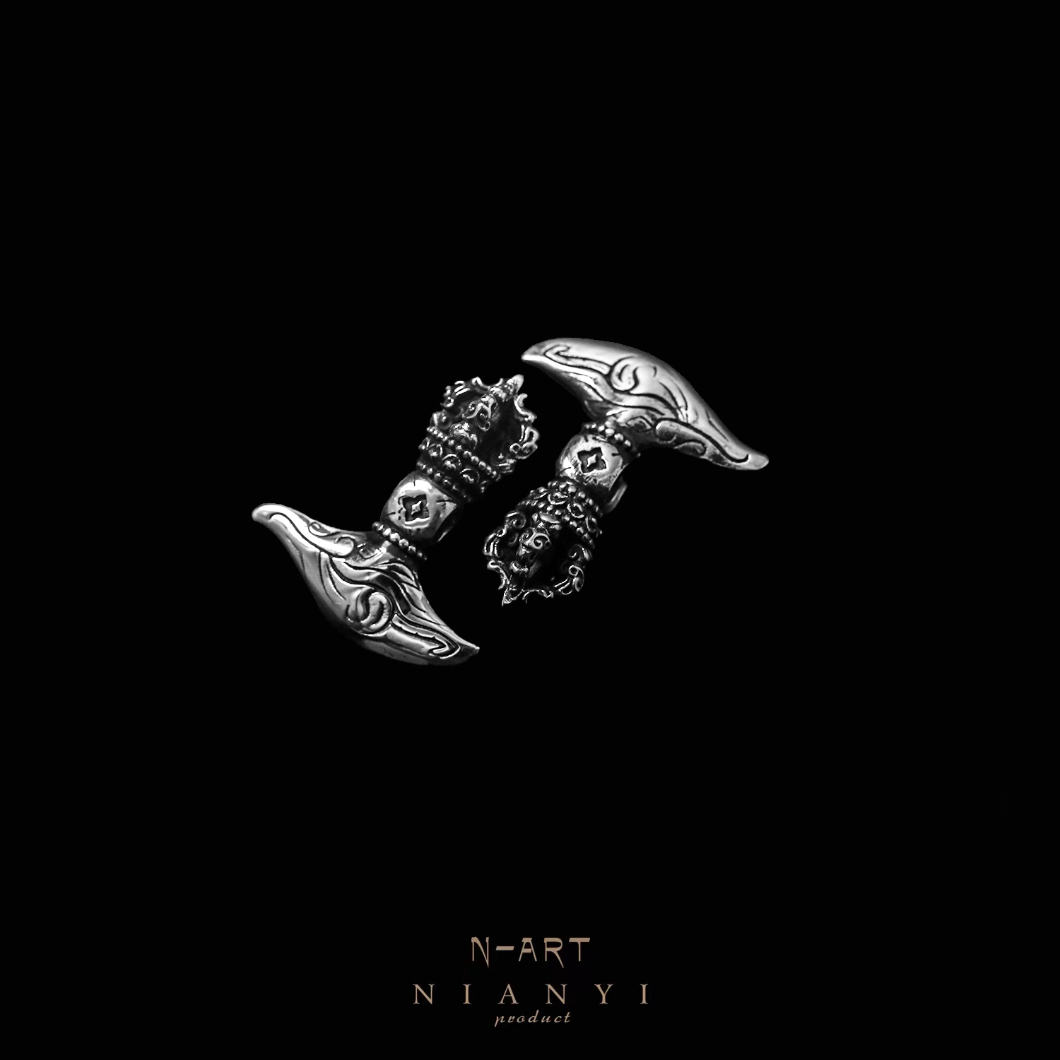 925银银制品 【N-ART】半杵钺刀  背云线束吊坠  文玩配饰佛珠隔珠