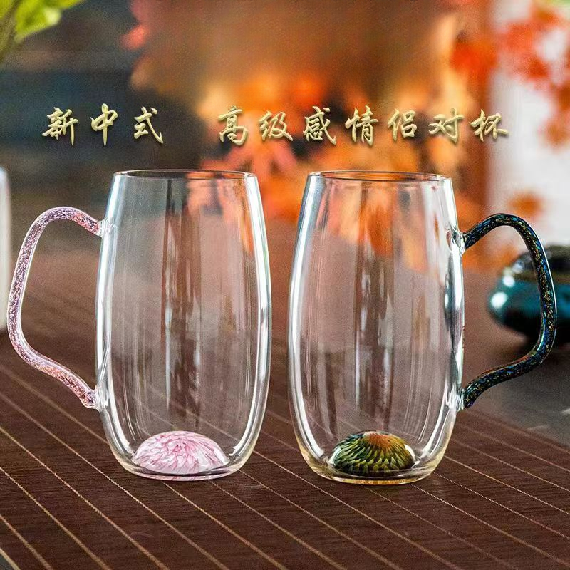 （晶焱）羽绒杯杯纯手工2024新款耐热玻璃个人杯绿茶杯