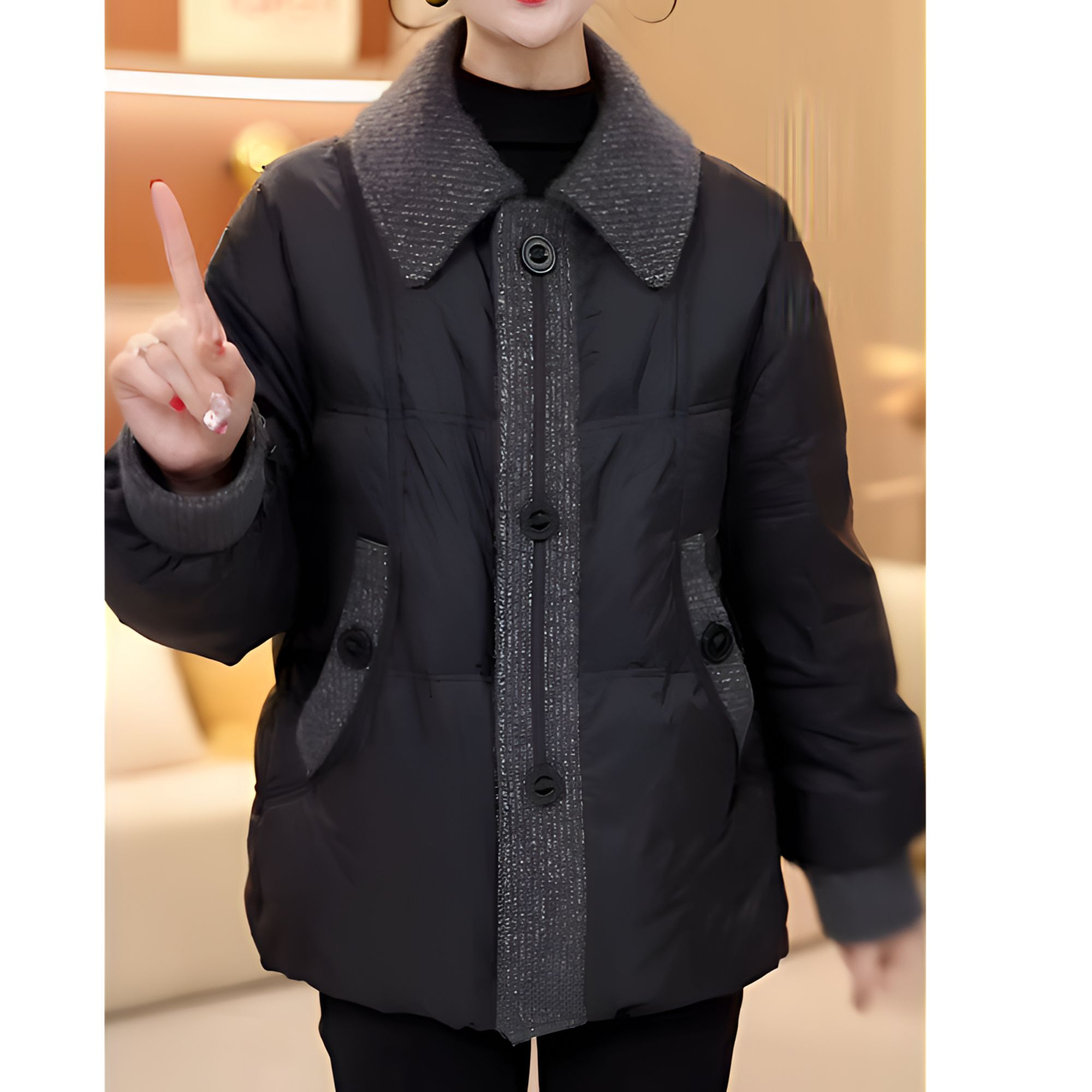 2024爆款冬季时尚洋气时髦短款外套保暖舒适妈妈装百搭棉衣棉服