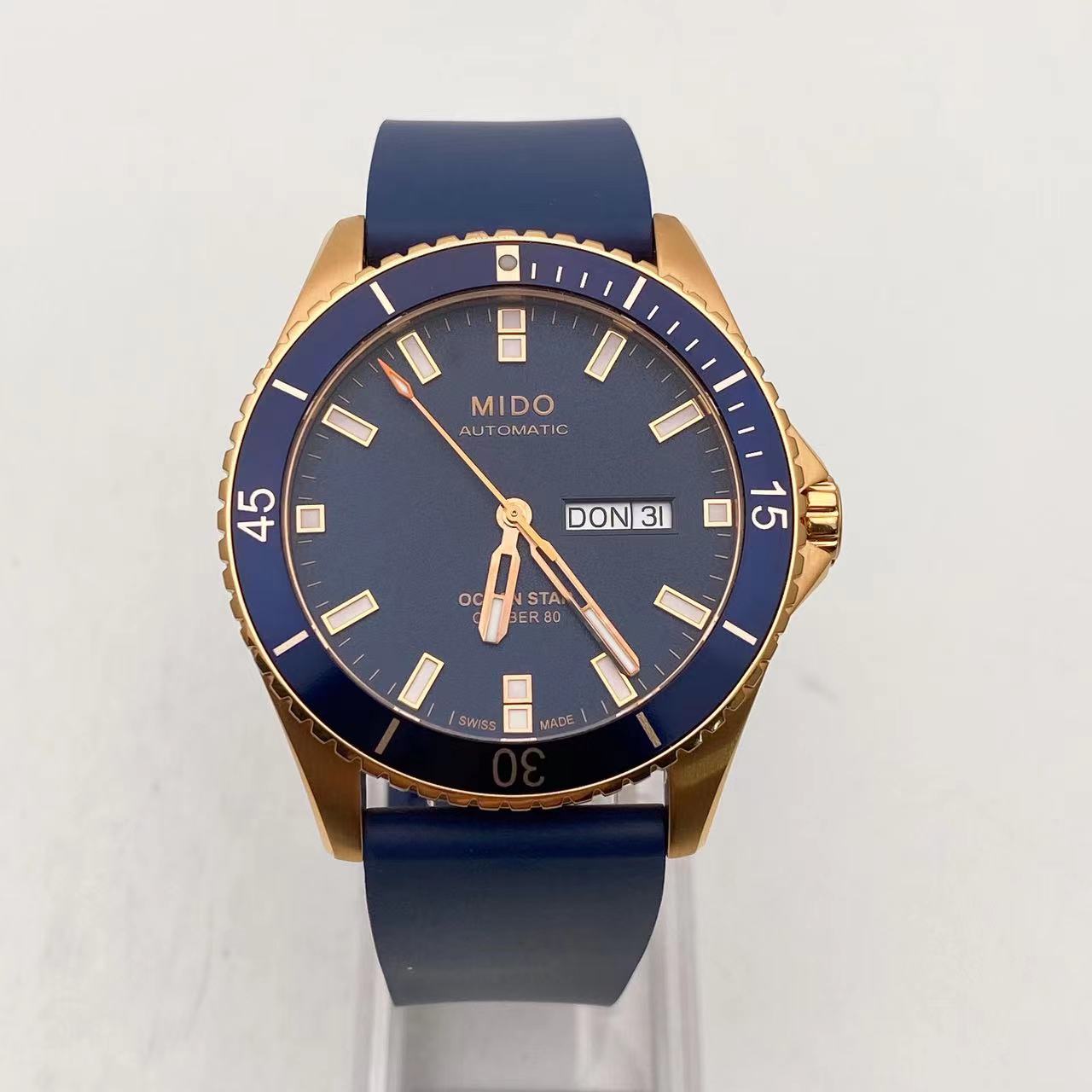 95新 Mido/美度 戏说名表/领航者自动机械男表/全套/经典时尚蓝色