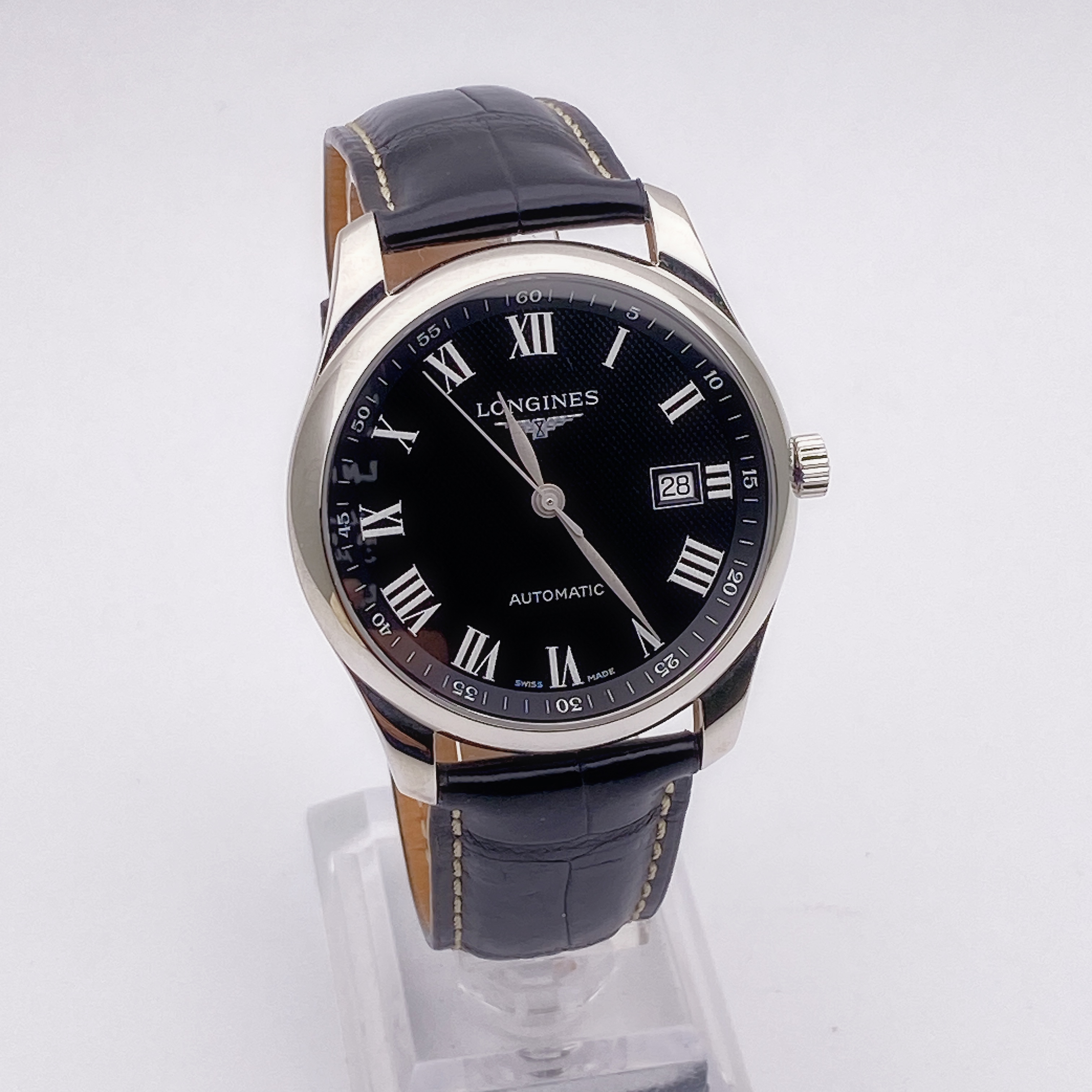 95新 Longines/浪琴 名匠793自动机械男表/经典黑盘名表