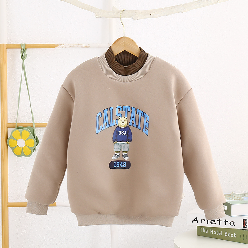 儿童棉袄中小学生校服神器特厚内穿4层加绒夹棉卫衣东北年服新款