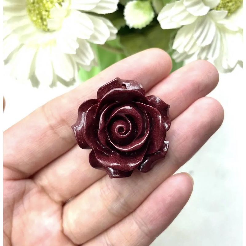 含辰砂工艺品（朱砂）紫金色玫瑰花吊坠时尚雕刻项坠
