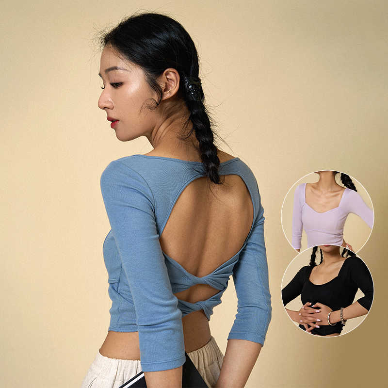 诗意花朵现代舞服摇滚蝴蝶新款美背上衣多色柔软亲肤透气练功服