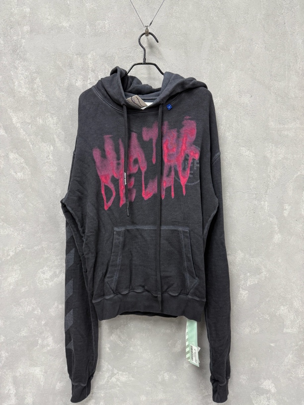 全新未使用 OFF-WHITE OW灰色连帽卫衣 XS 衣长66 胸围116