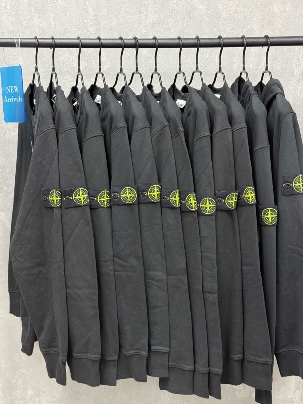 全新未使用 STONE ISLAND SINCE/石岛 纯色圆领休闲卫衣黑色情侣