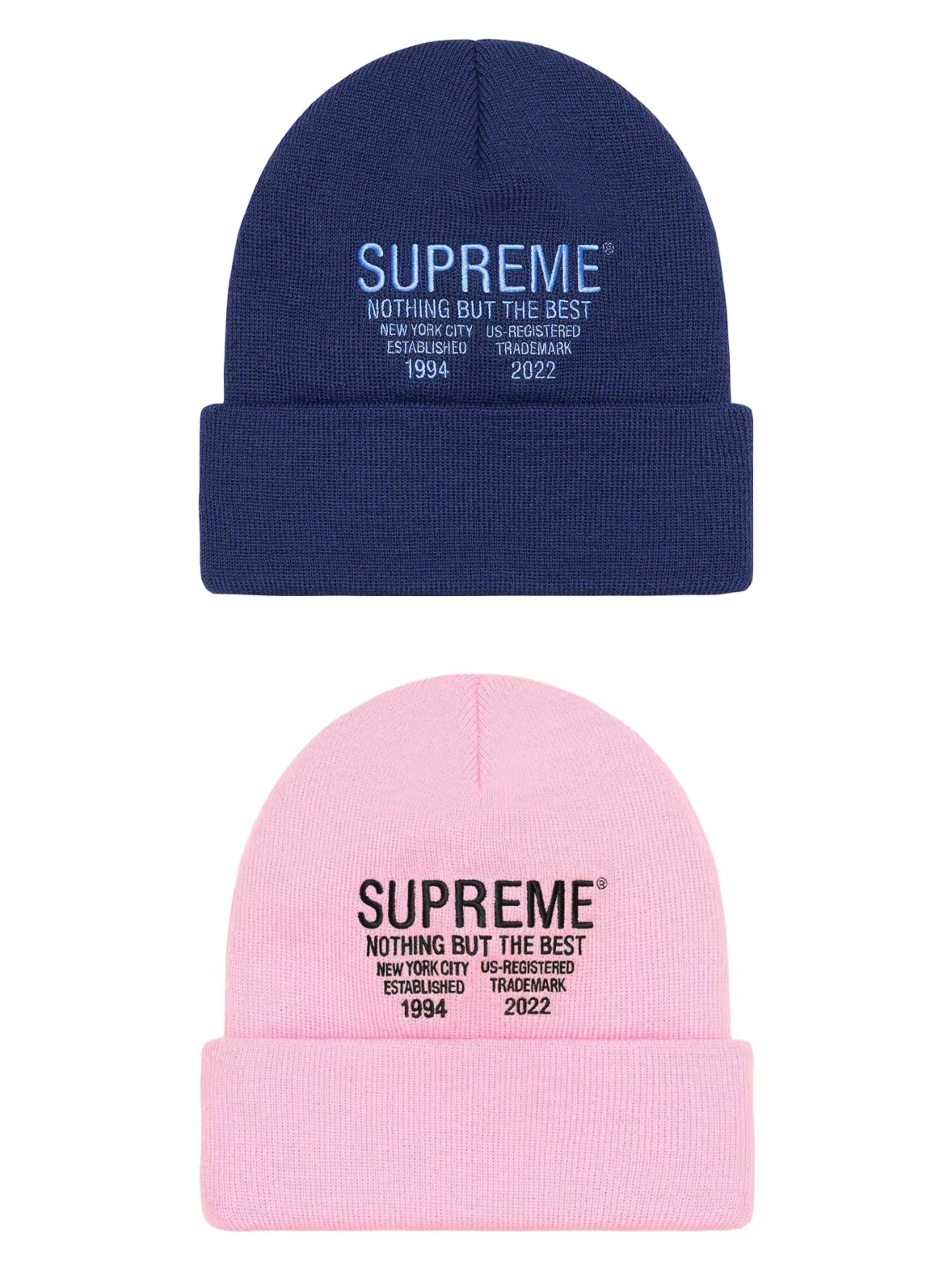 全新未使用 Supreme 特价 FW22刺绣LOGO冷帽 针织绒线帽