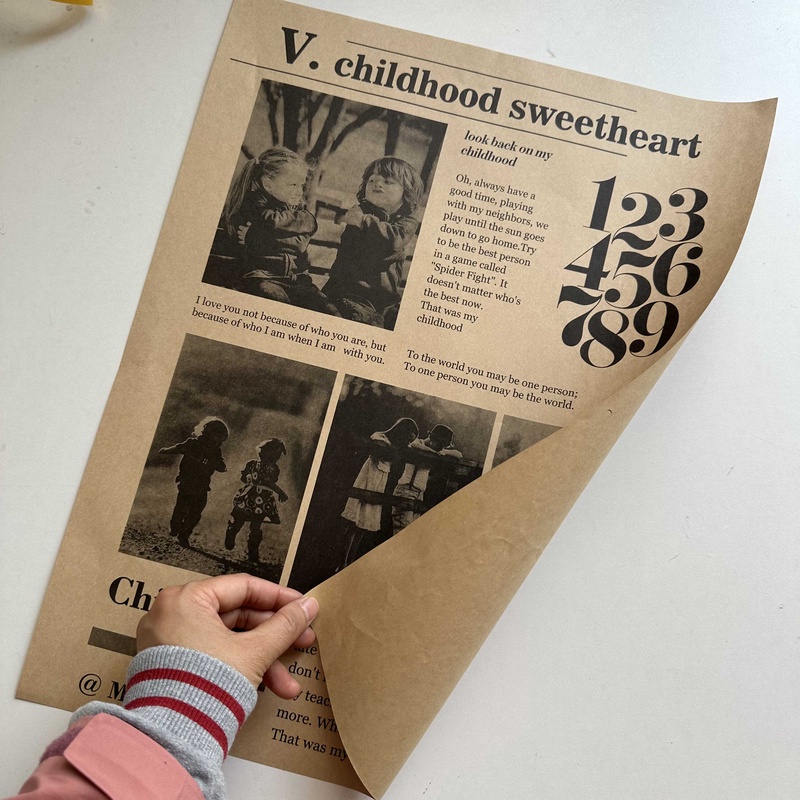 新款复古英文报纸牛皮恋爱循环包装纸包花纸鲜花包装纸花店用品