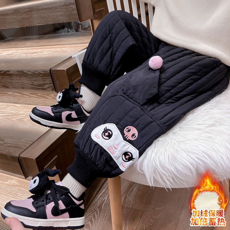 儿童一条过冬裤子男女童三层夹棉加厚棉裤宝宝冬季卡通库洛米裤子